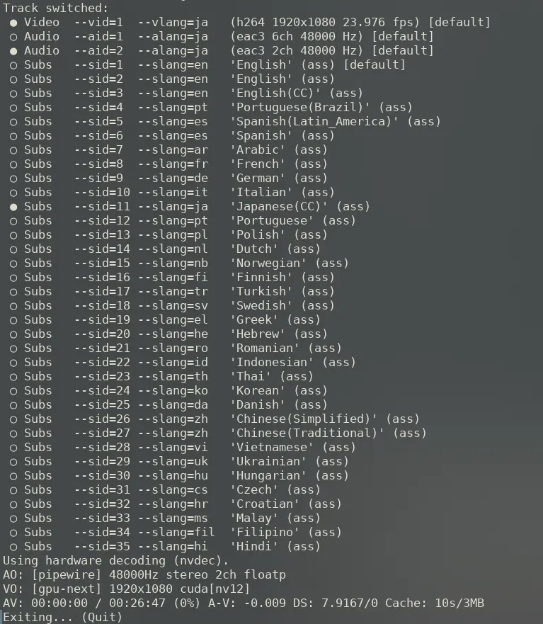 stereo audio + japanese subtitles